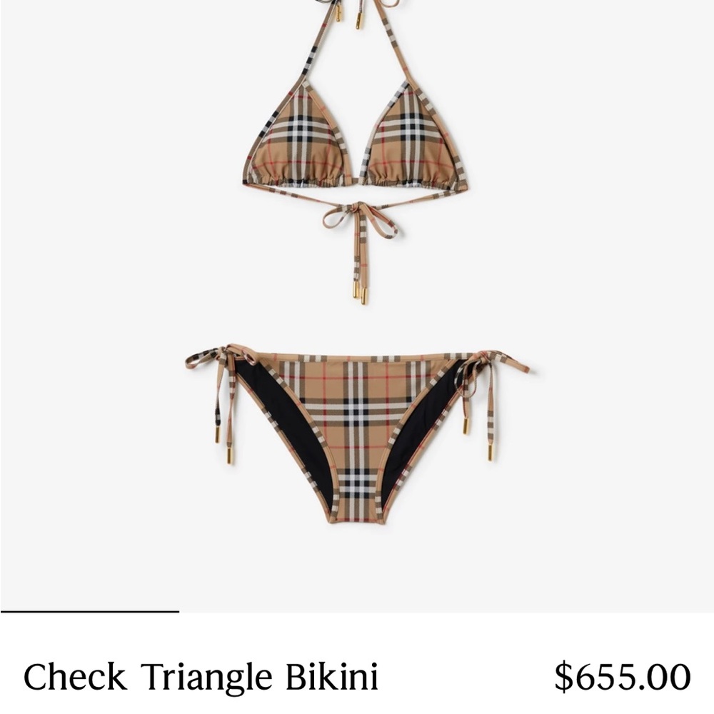 Burberry Beige Check Triangle Bikini